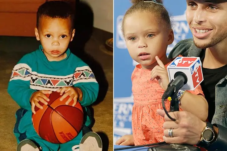 Stephen Curry and Riley Curry