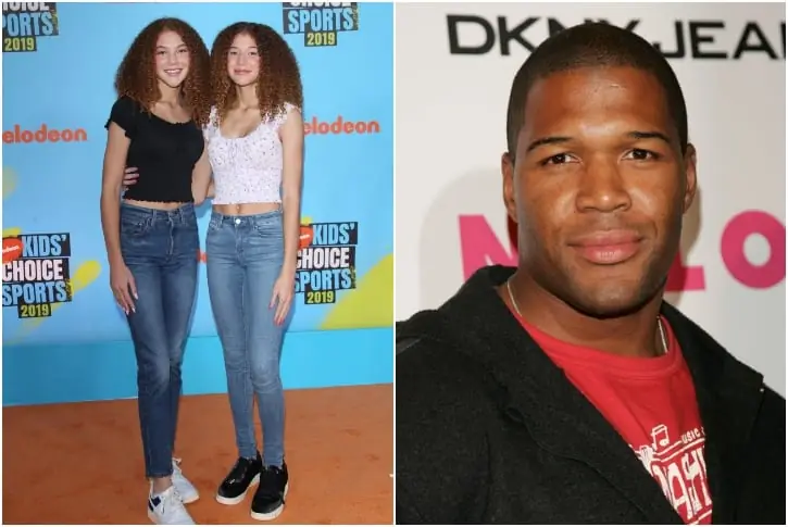 Isabella and Sophia and Michael Strahan